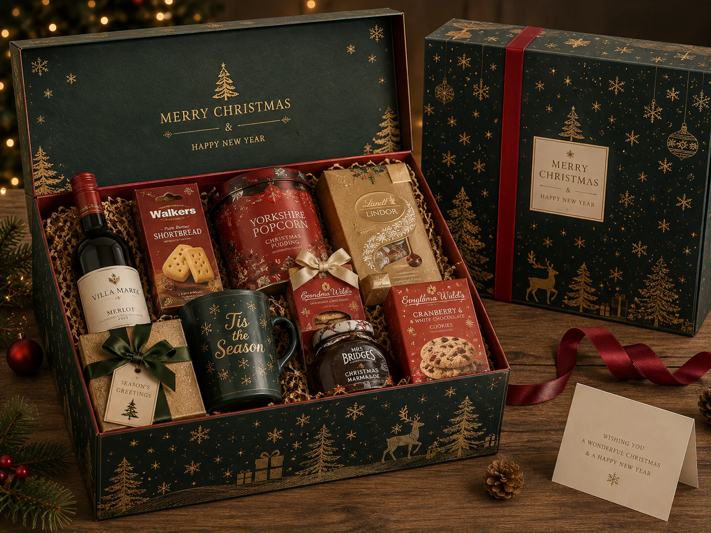 Large Christmas hamper boxes for seasonal gift collections