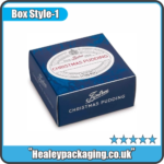 Printed Christmas pudding box with festive food packaging design