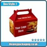 Custom printed greaseproof food box with carry handle