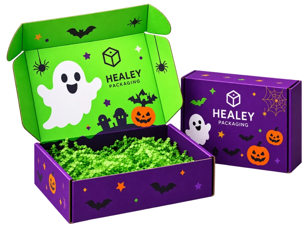 Custom Halloween mailer boxes with colourful printed designs