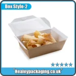 Open grease-resistant food box for takeaway snacks