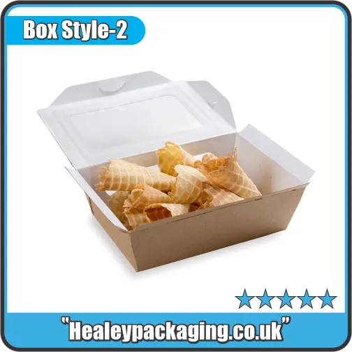 Open grease-resistant food box for takeaway snacks
