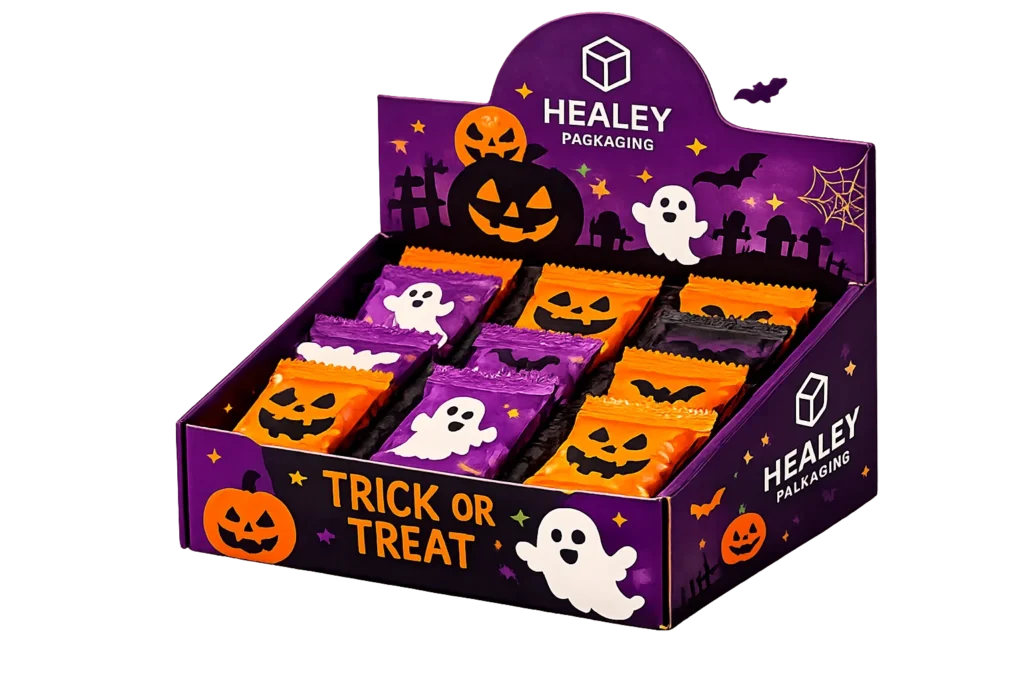 Printed Halloween counter display box for packaged treats