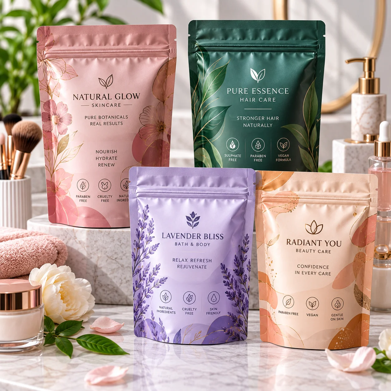Printed Mylar bags for cosmetics and personal care