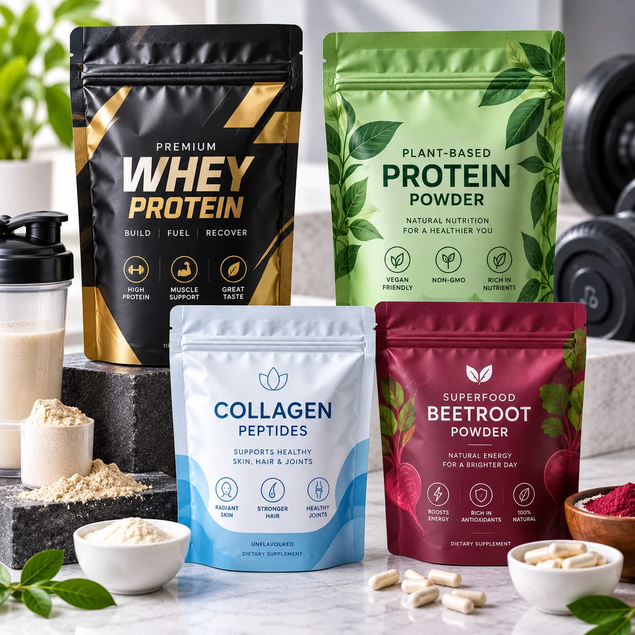 Mylar bags for powders and supplements