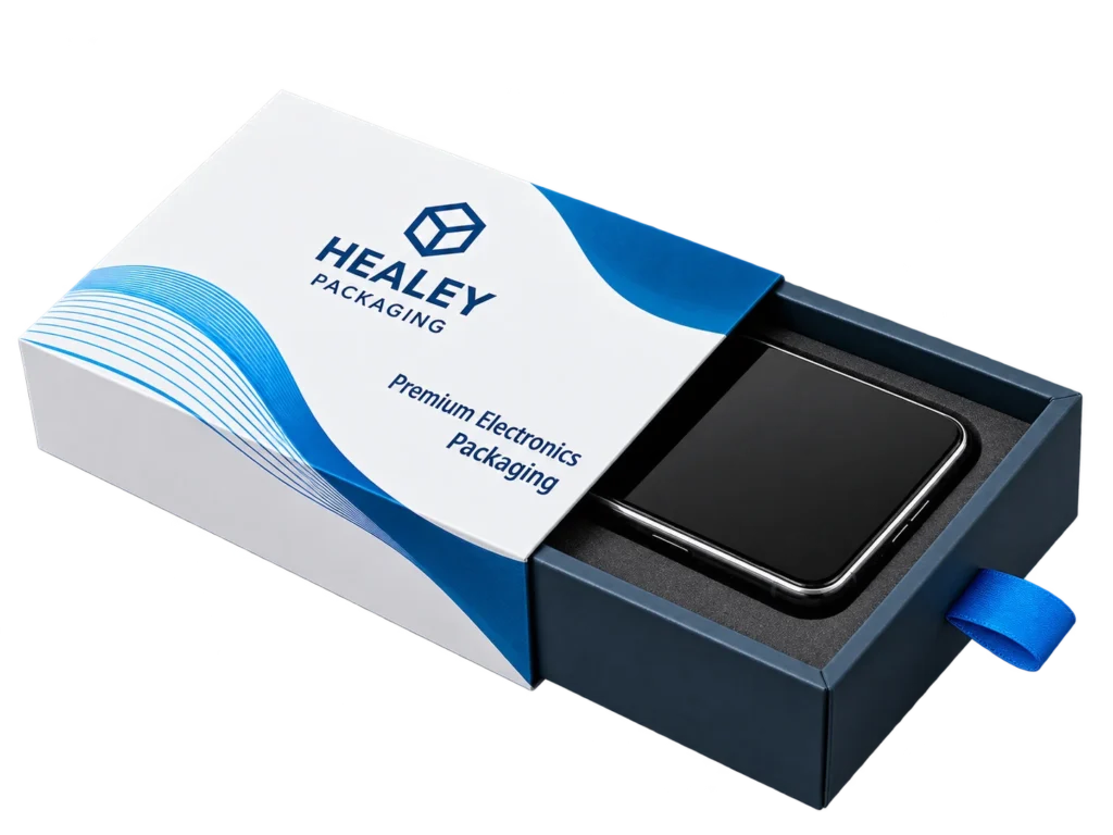 Premium electronics rigid box with fitted smartphone insert