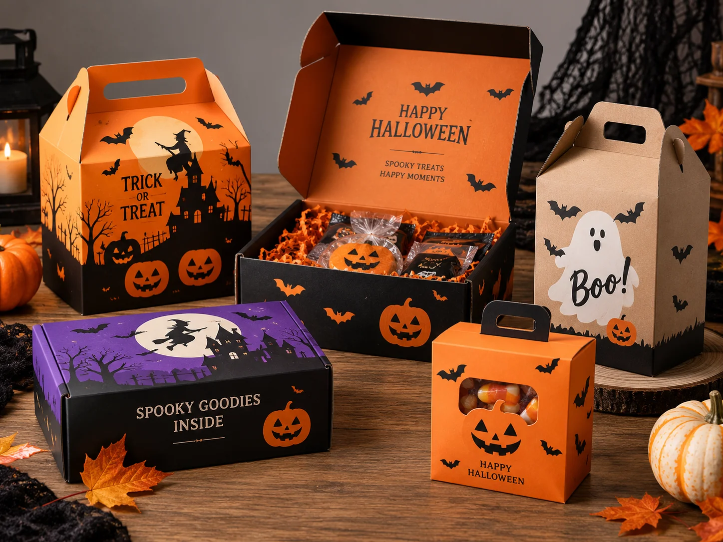 Custom Halloween boxes for treats gifts and seasonal products