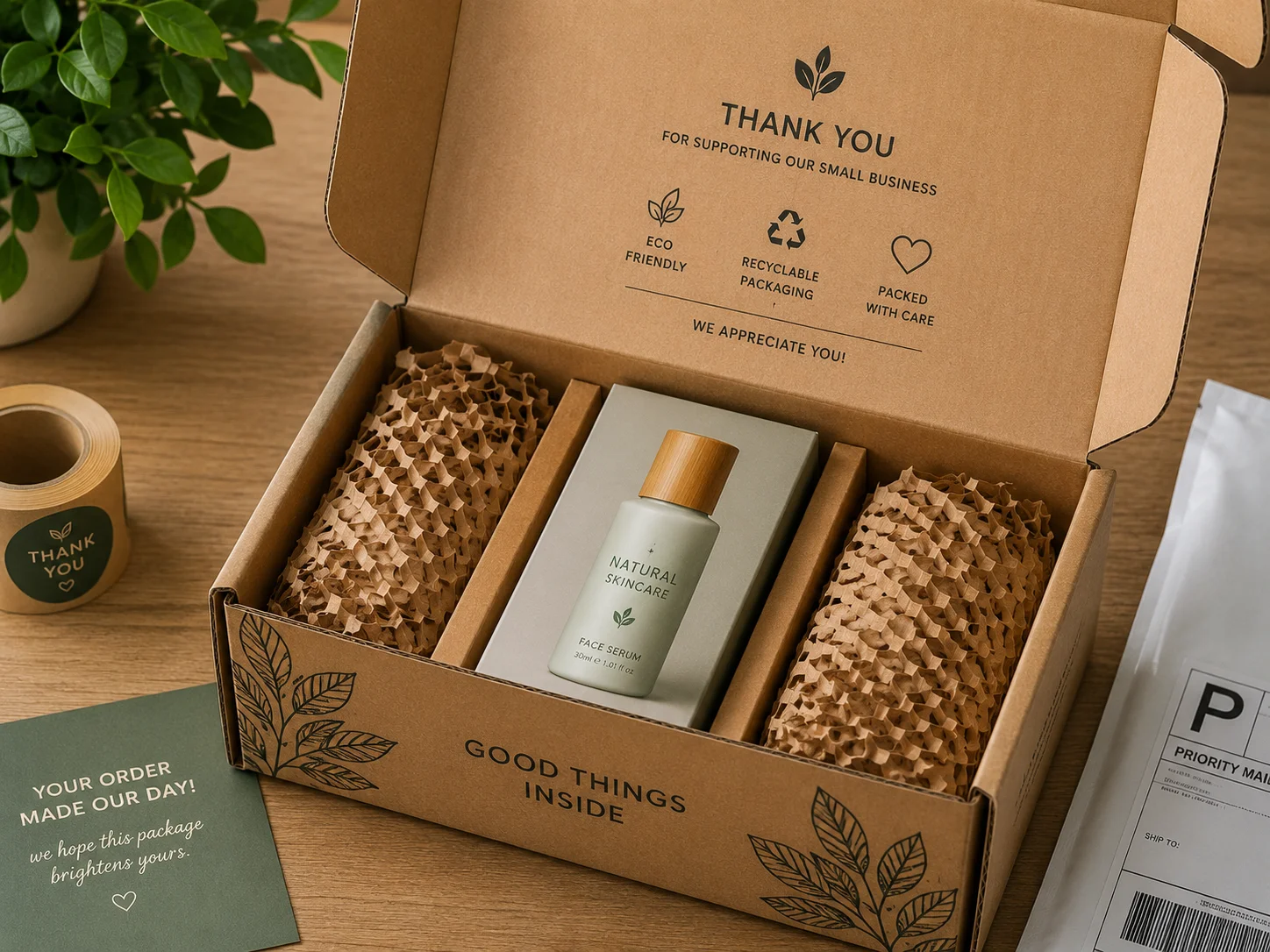 Ecommerce product packed securely inside a shipping box