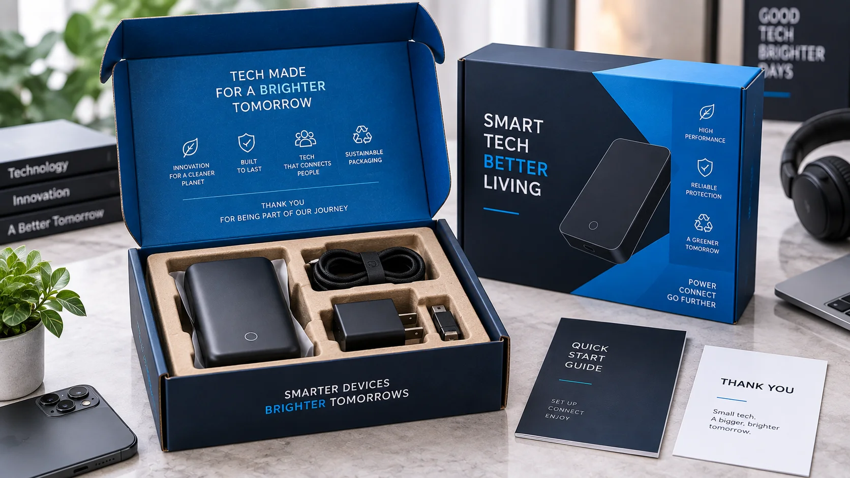Electronics packaging with protective insert and accessories