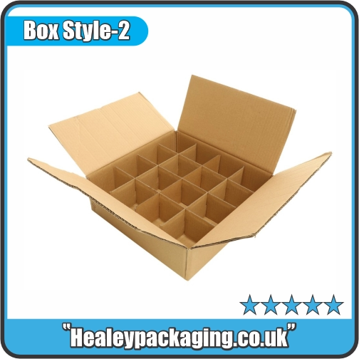 Cardboard storage box with dividers for organised packing