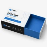 White and blue creatine packaging with sliding drawer