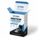Custom protein powder box with branded supplement print