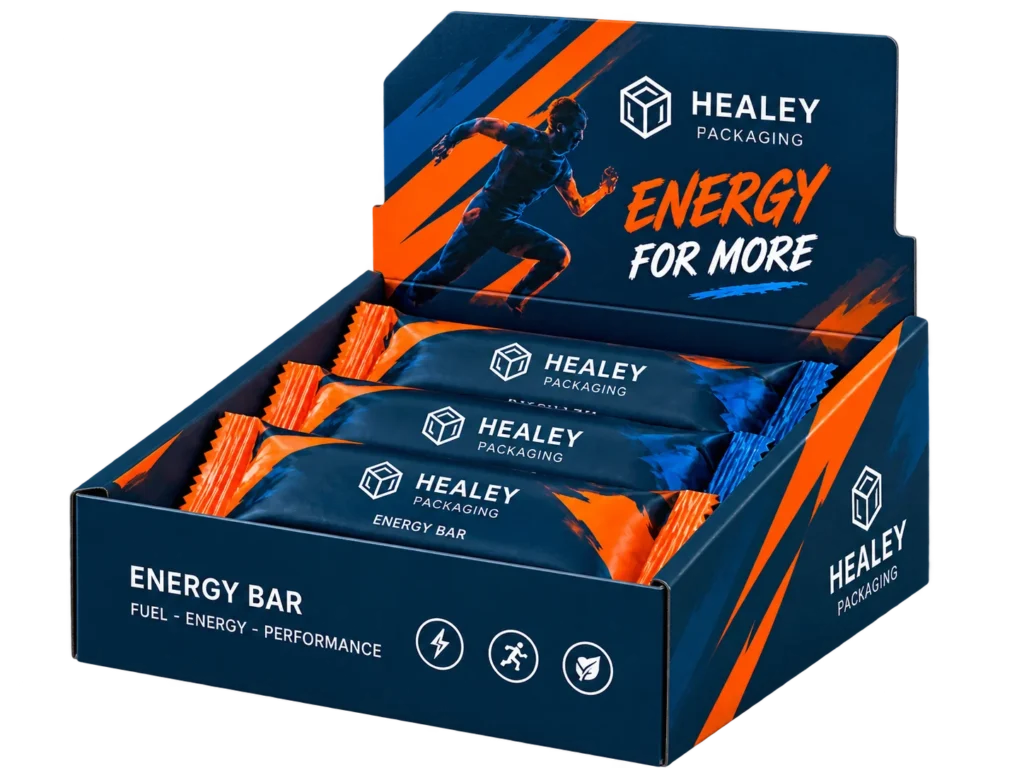 Custom printed energy bar display box for sports products