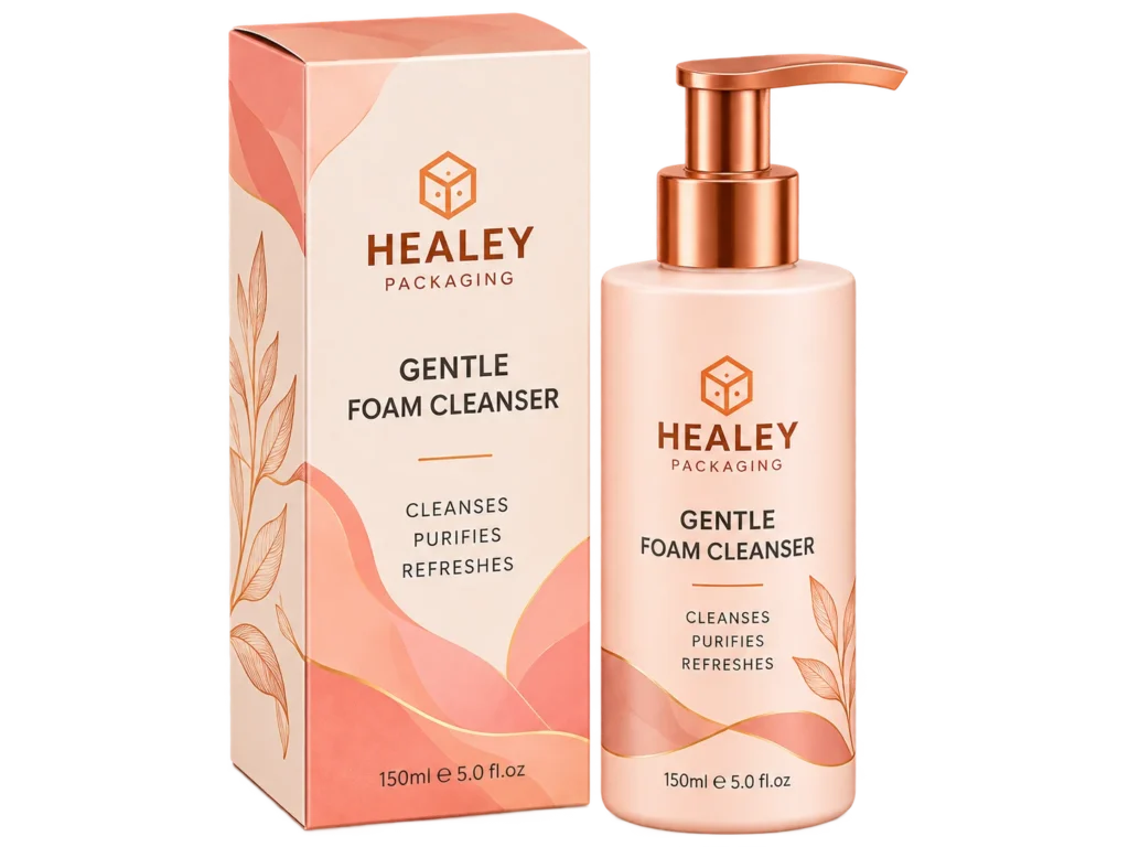 Custom printed foam cleanser box with skincare bottle