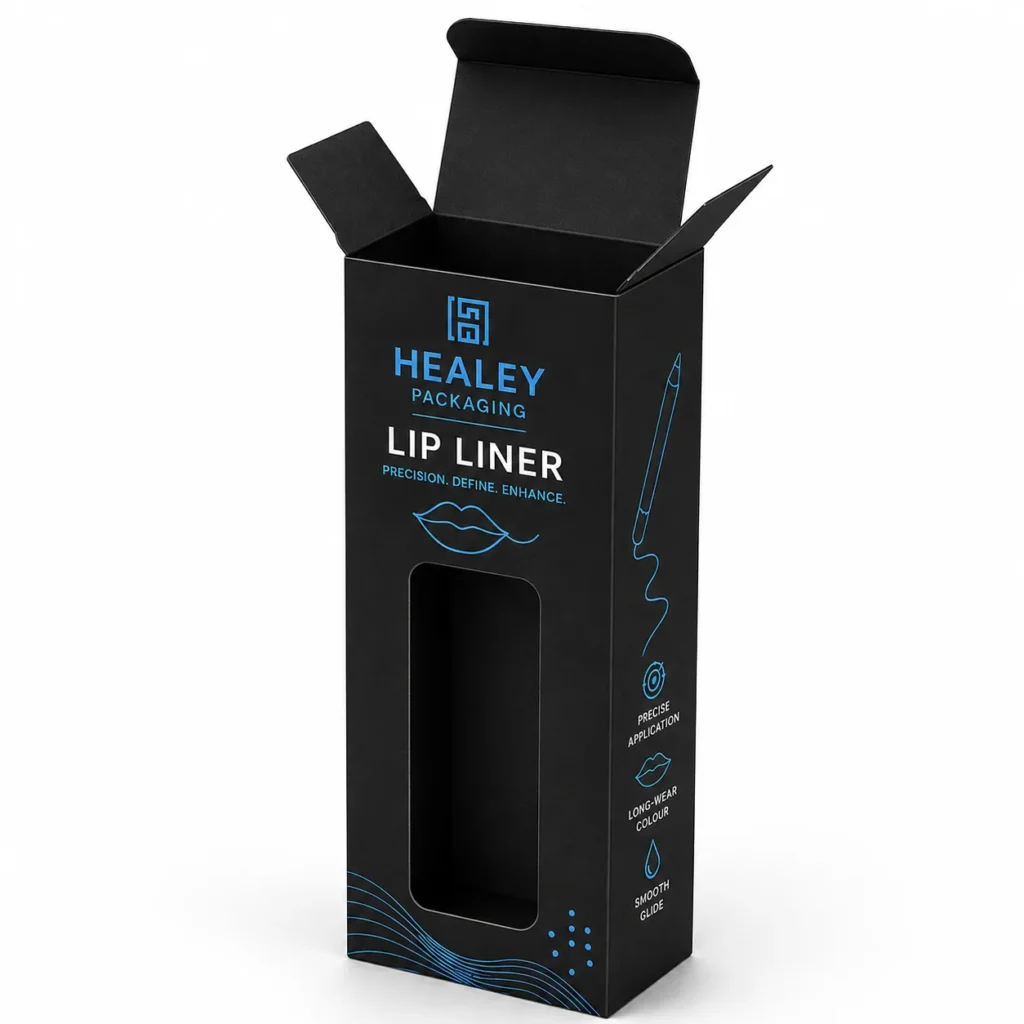 Custom black lip liner carton with front display window
