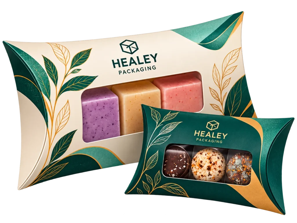 Custom window pillow boxes for soaps and confectionery
